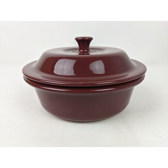 Pampered Chef Stoneware 6 cup 1.5 L Round Cranberry Covered Casserole Baker 1153 - Picture 3 of 13